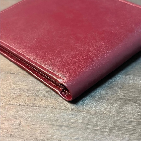 Yves Saint Laurent Burgundy Leather Wallet with Gold Corners - Picture 12 of 13